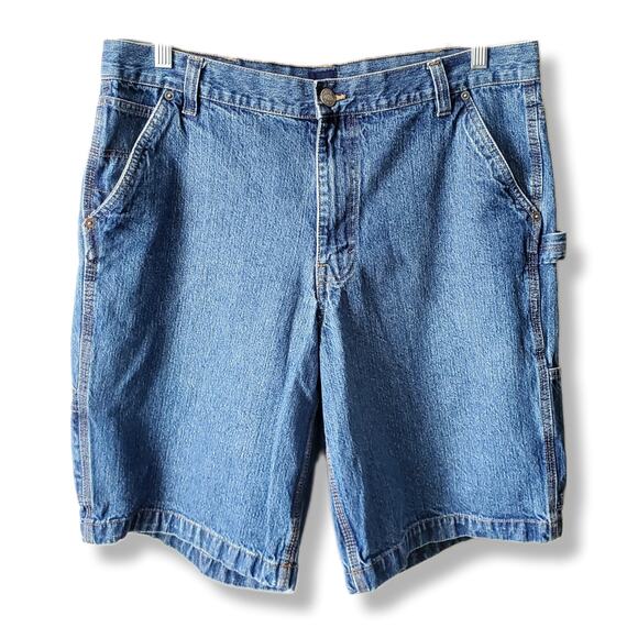 Men 80s VTG Denim Jean Shorts Jorts Carpenter 36 Casual Summer Preppy Coastal - Picture 1 of 9